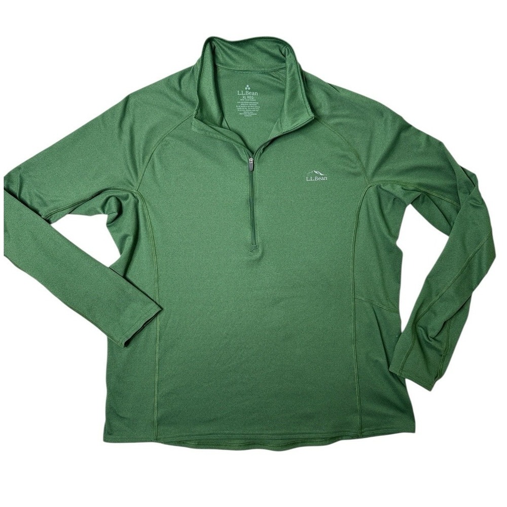 LL‎ Bean 1/4 Zip Mens Base Layer Midweight Athleisure Green Size XL